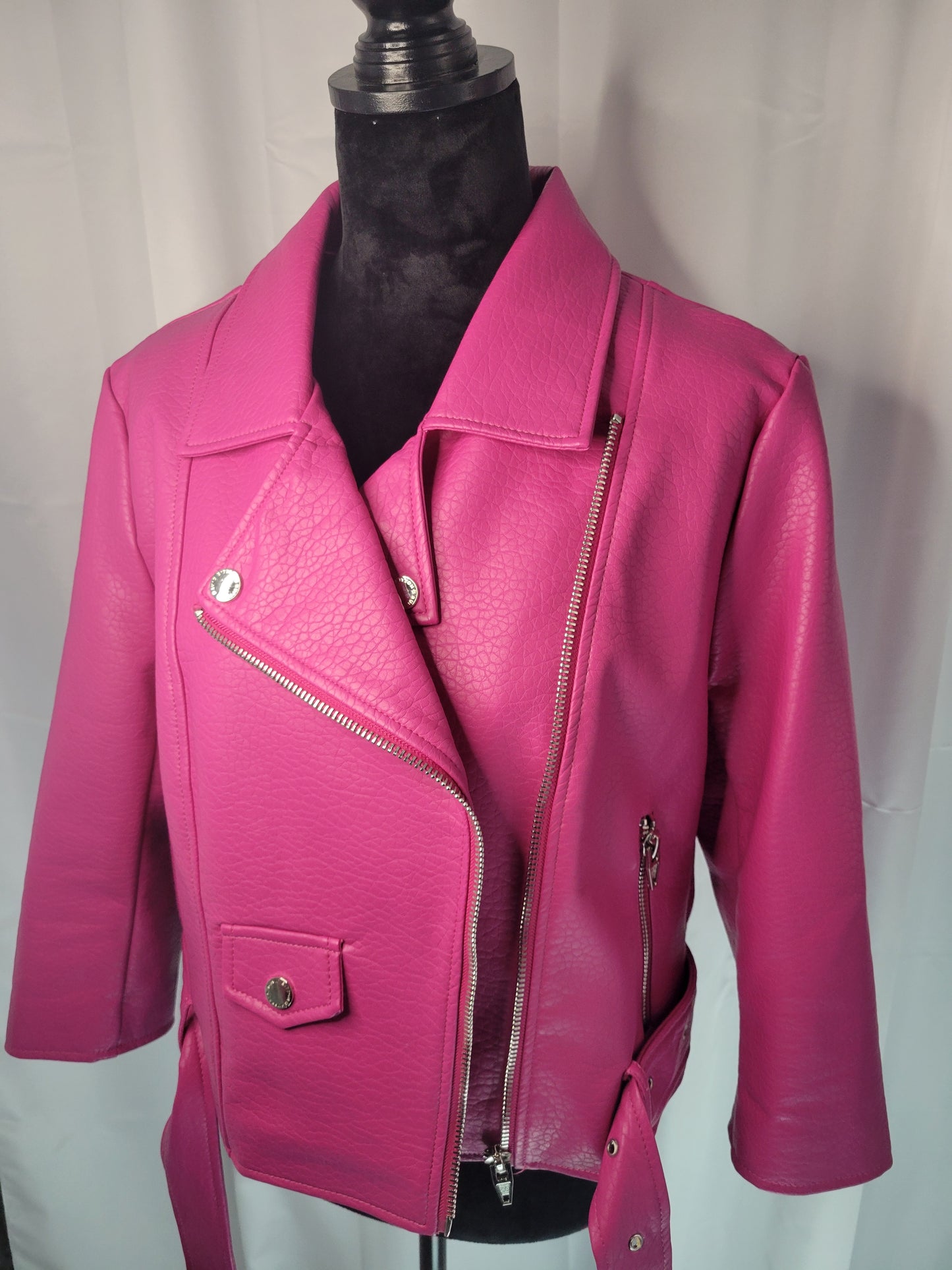 Buffalo David Bitton Hot Pink Faux Leather Moto Jacket