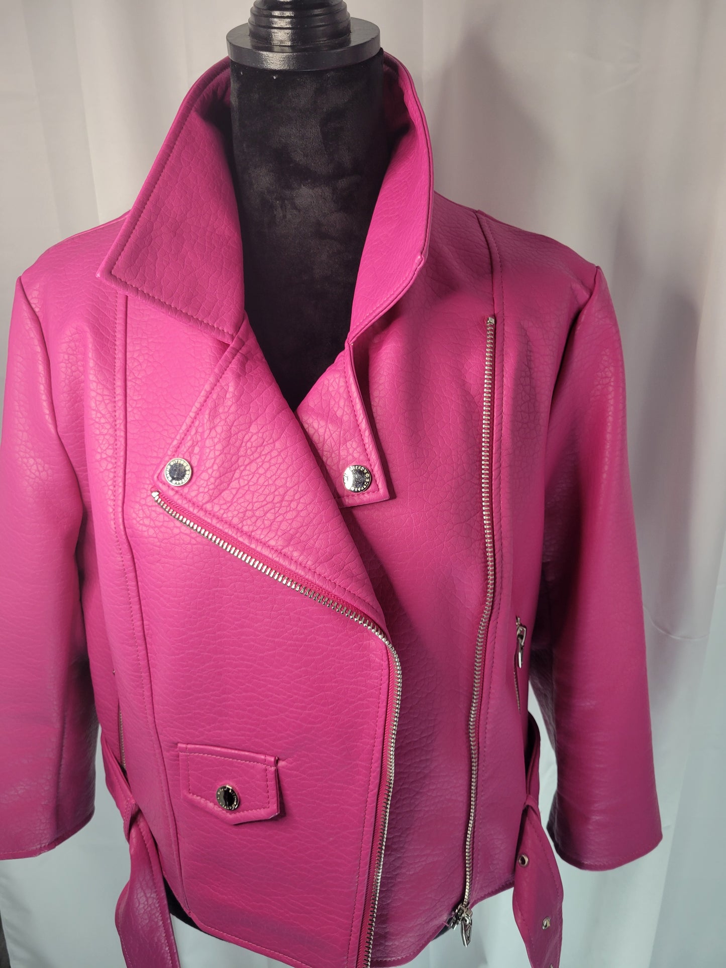 Buffalo David Bitton Hot Pink Faux Leather Moto Jacket