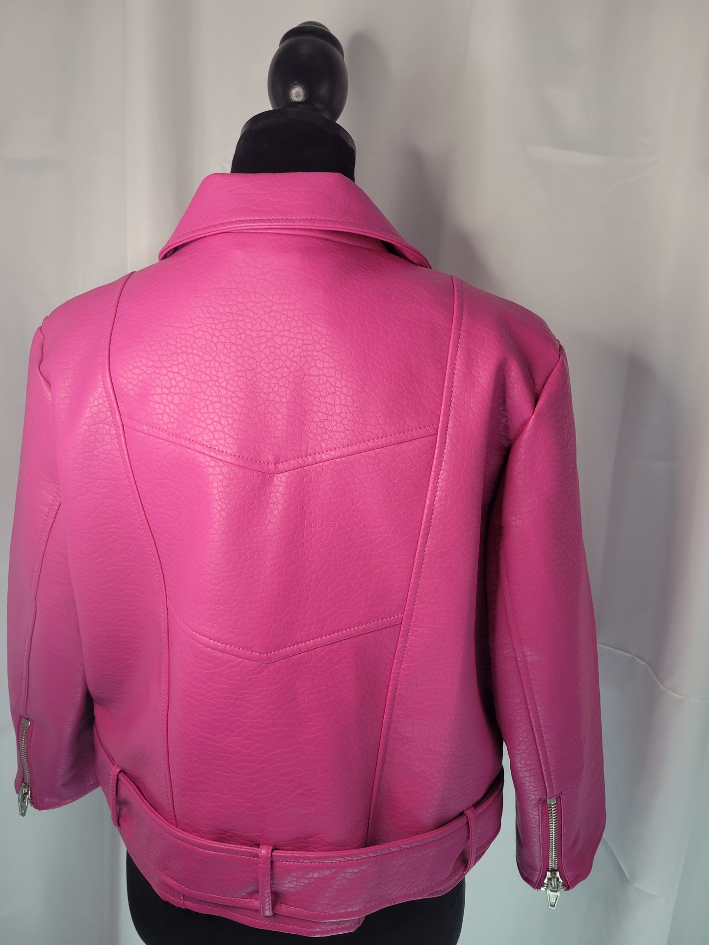 Buffalo David Bitton Hot Pink Faux Leather Moto Jacket