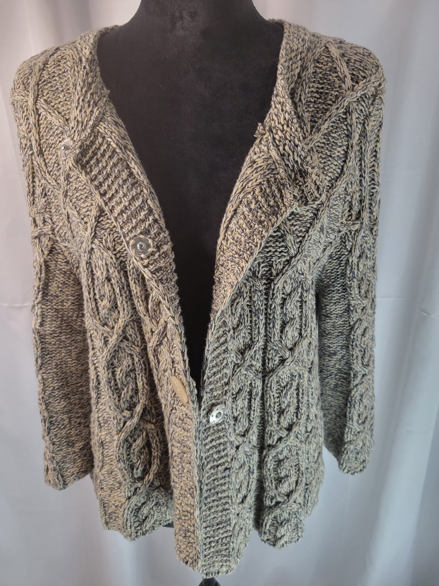 Jillian & Nicole | The Grounded Classic – Cable Knit Button Cardigan - XL