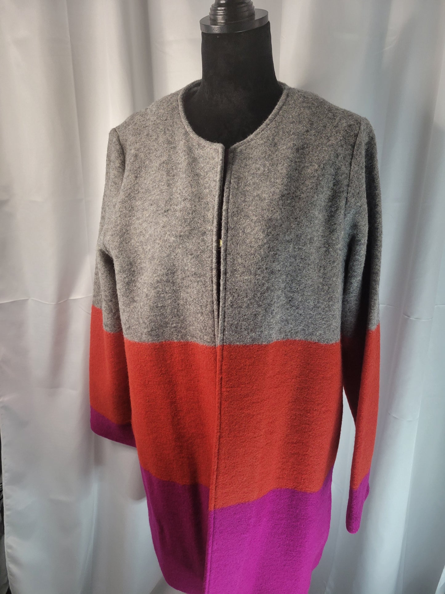Max Studio Tri-Color Block Wool Blend Jacket - Size Large