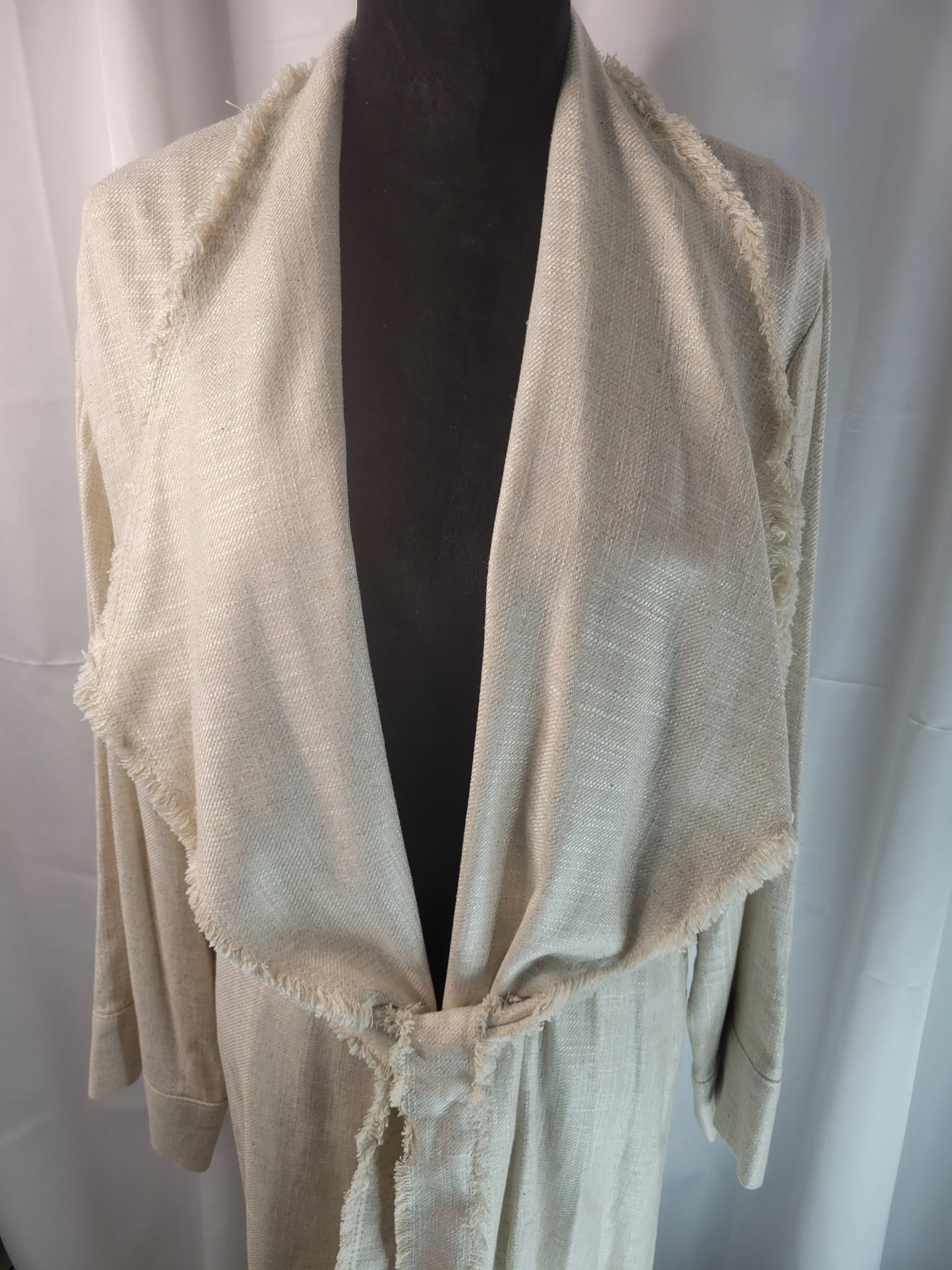 Zara | The Grounded Luxe Duster – Cream Belted Fringe Jacket - New Condition- Size M-L