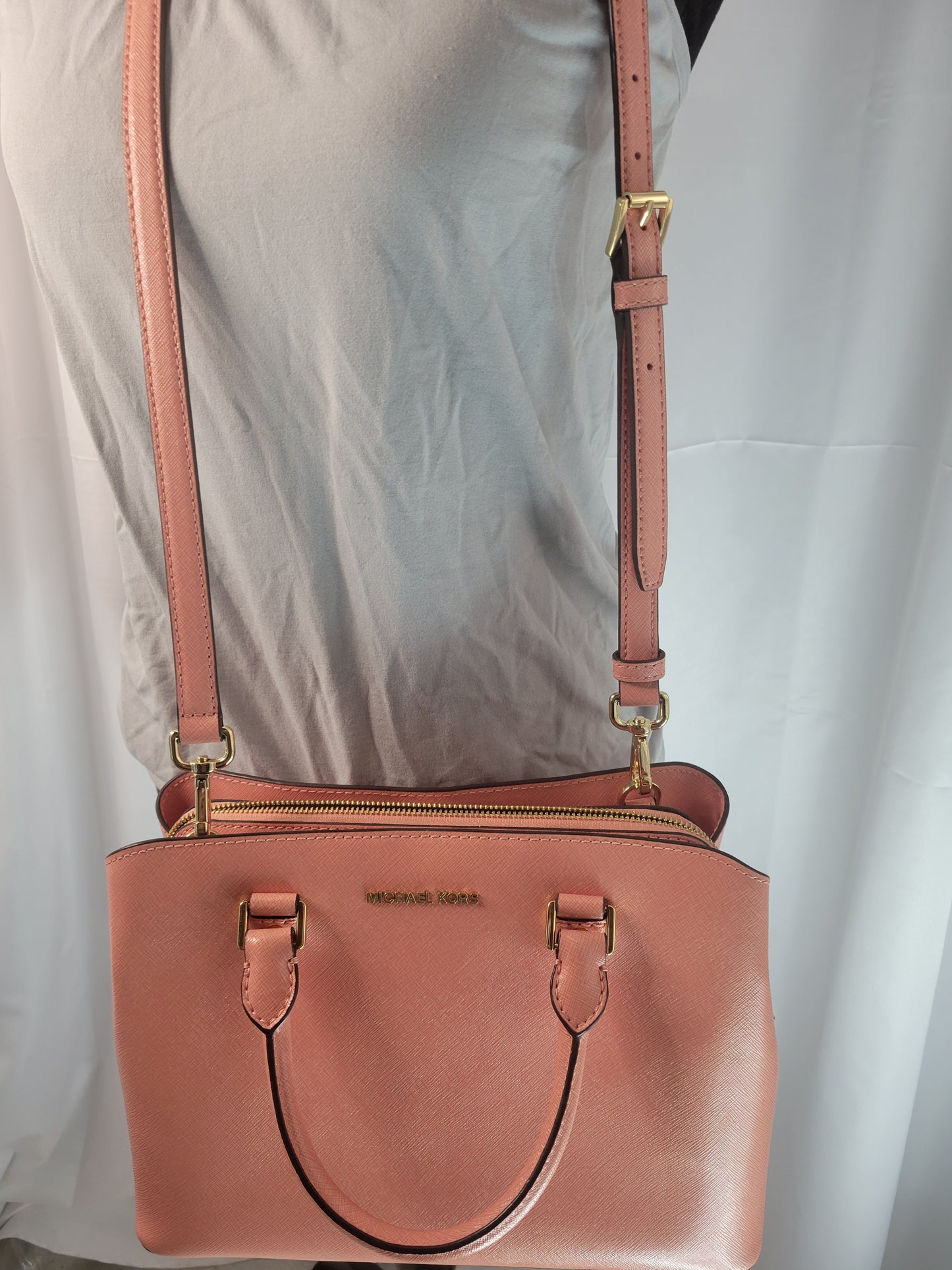 Classic Michael Kors Salmon Pink Saffiano Leather Satchel