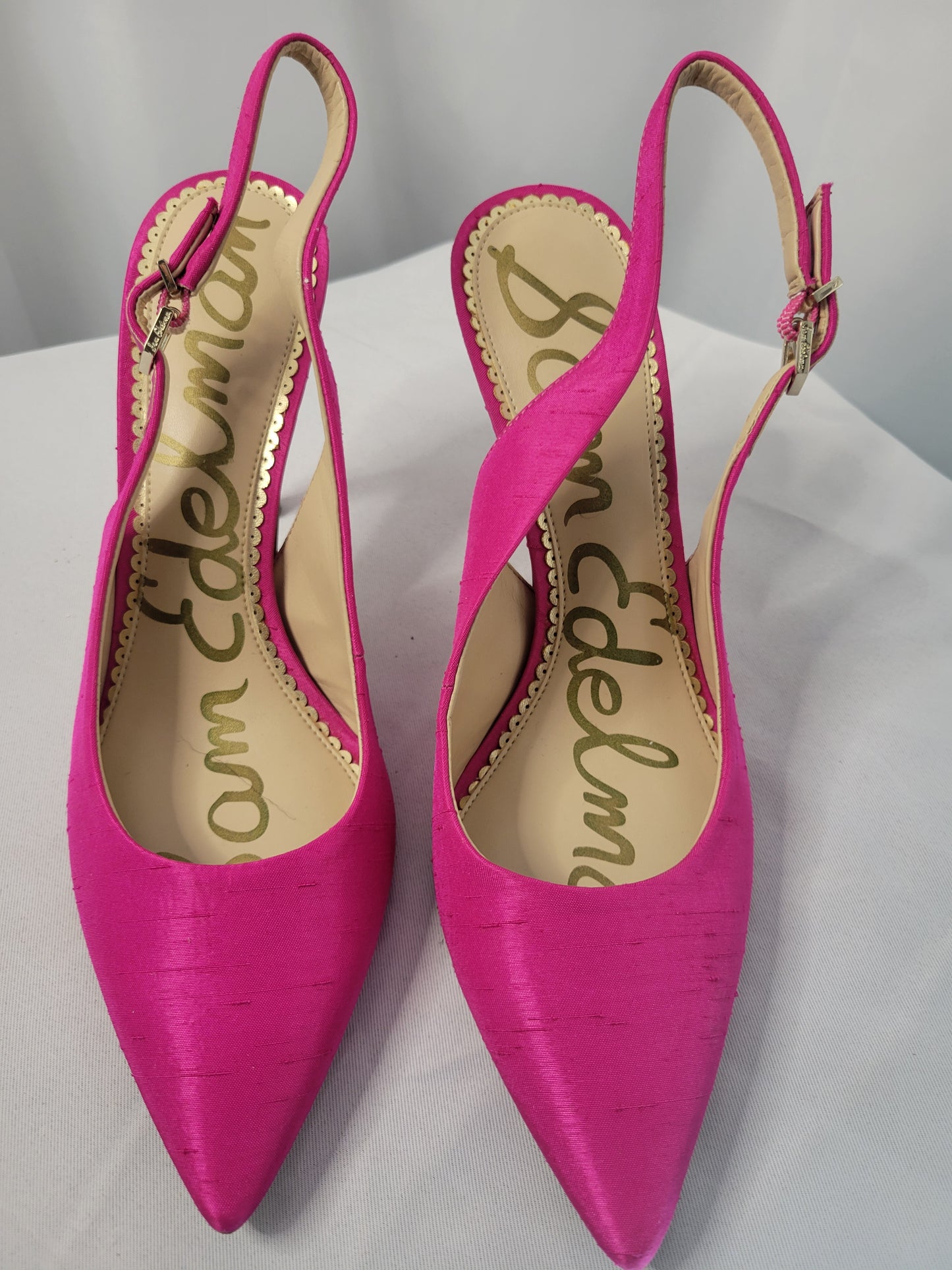 Sam Edelman | The Fearless Finish Heel – Fuchsia Silk Slingbacks- Brand New- Size 9