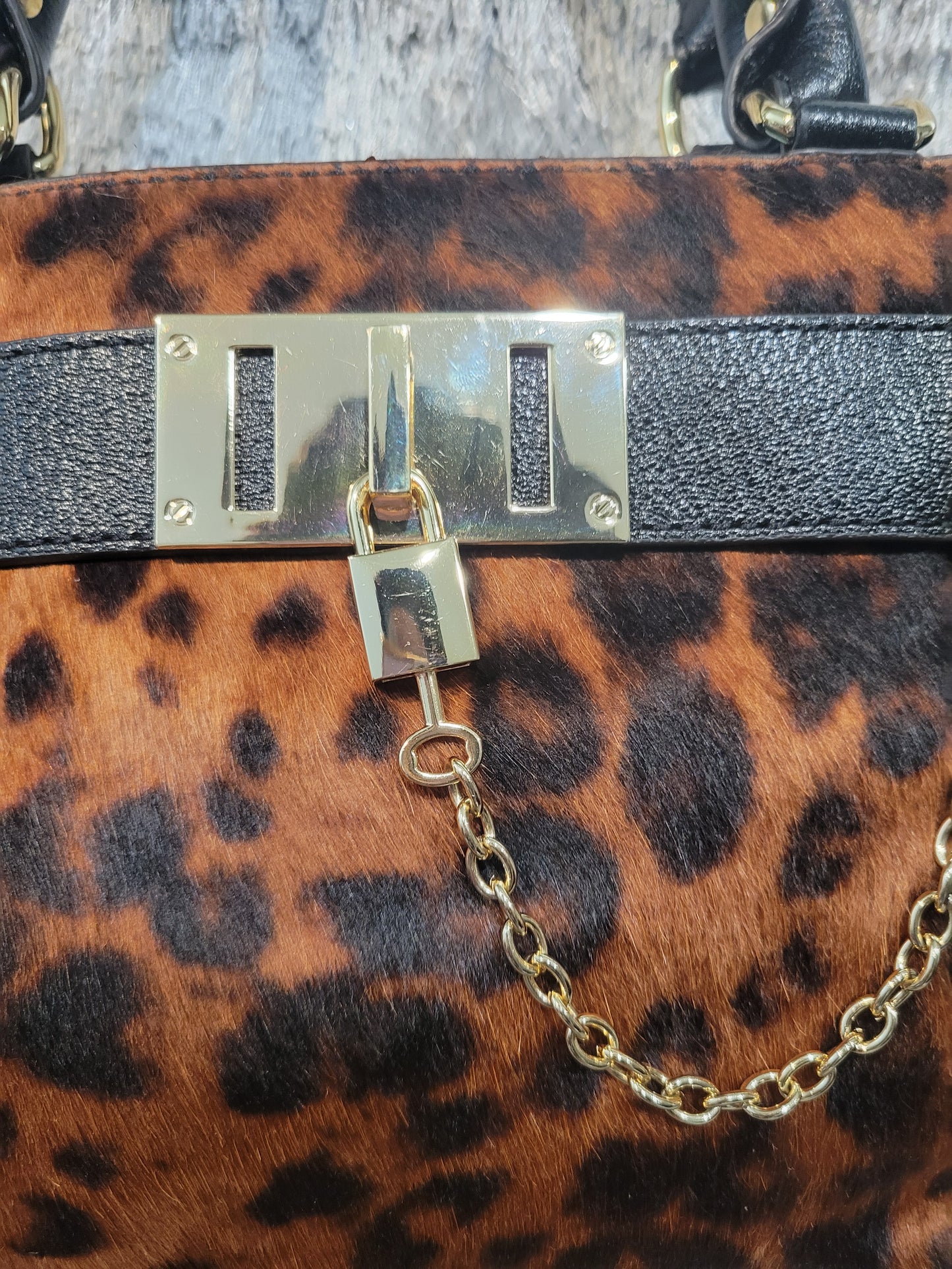 Antonio Melani | The Fearless Finisher – Leopard Print Gold Chain Satchel (New with Tags)