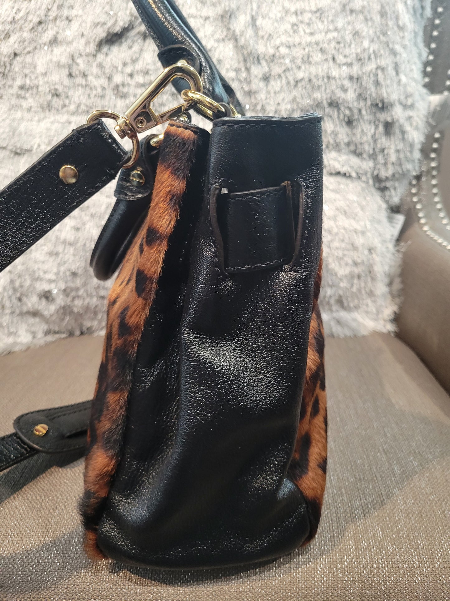 Antonio Melani | The Fearless Finisher – Leopard Print Gold Chain Satchel (New with Tags)
