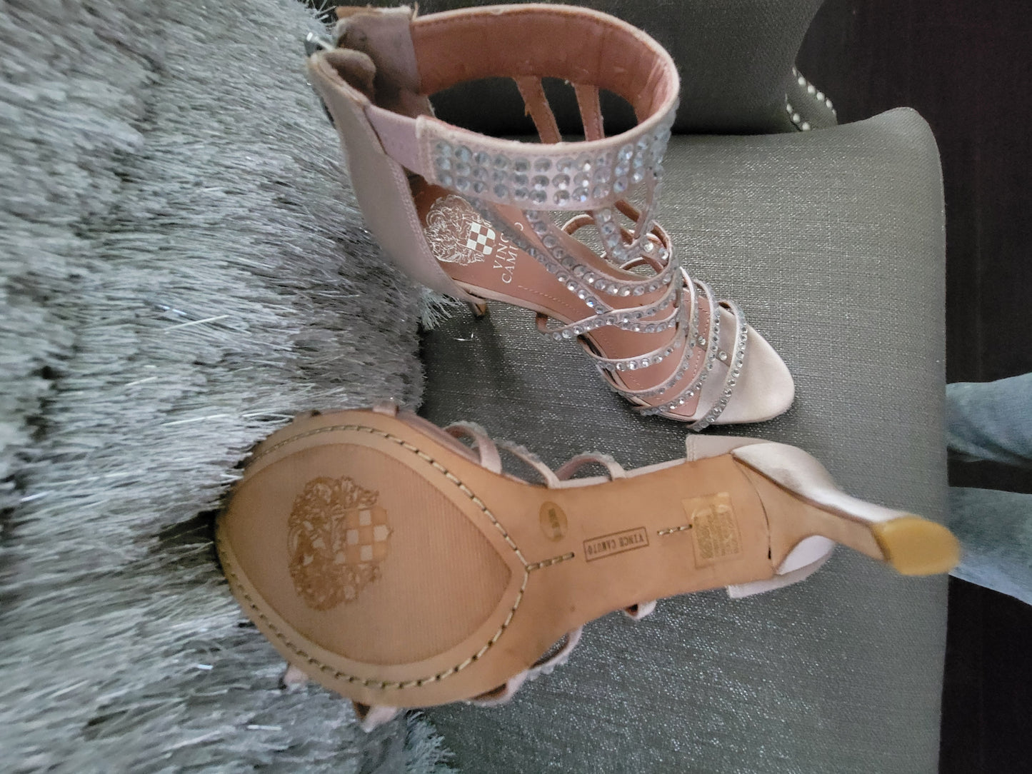 Vince Camuto Crystal Embellished Strapped Heel Sandals- New condition- Size 8.5