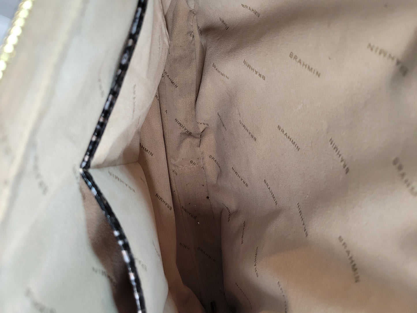 Brahmin Embossed Leather Briefcase – Metallic Silver, Copper & Black | Rarely Used