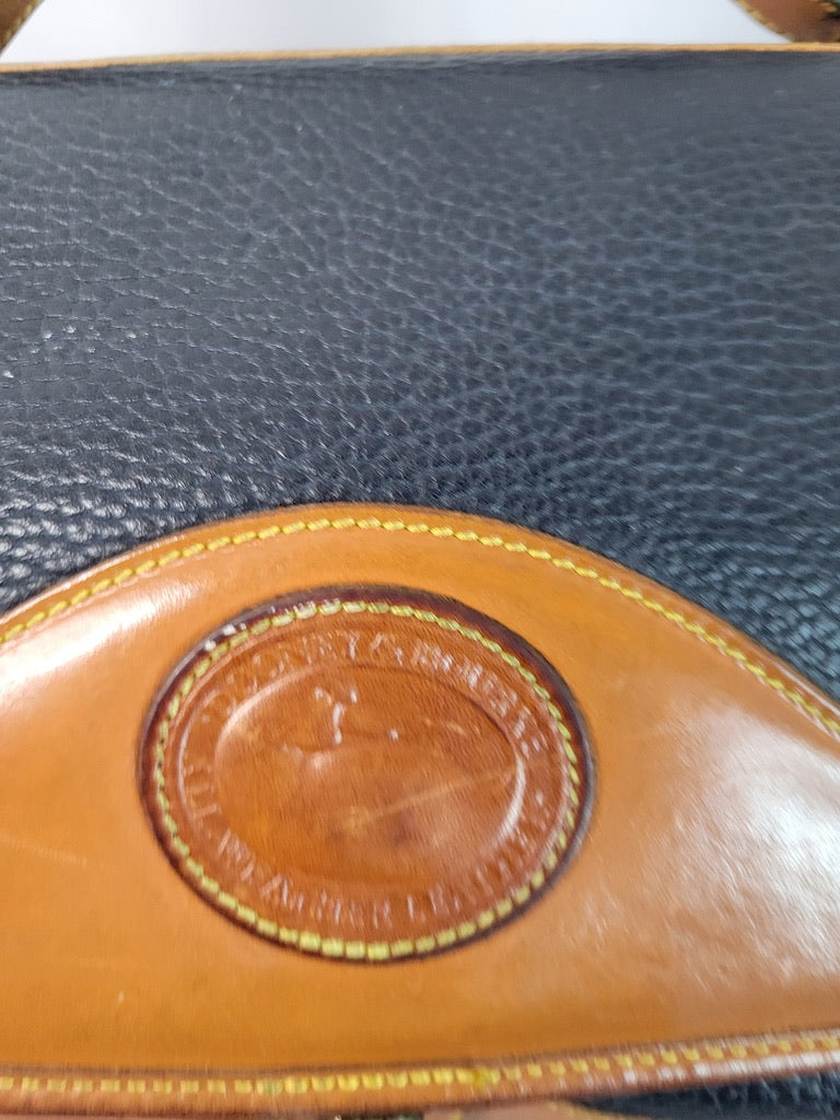 Vintage Dooney & Bourke All-Weather Leather Satchel – Navy & Tan