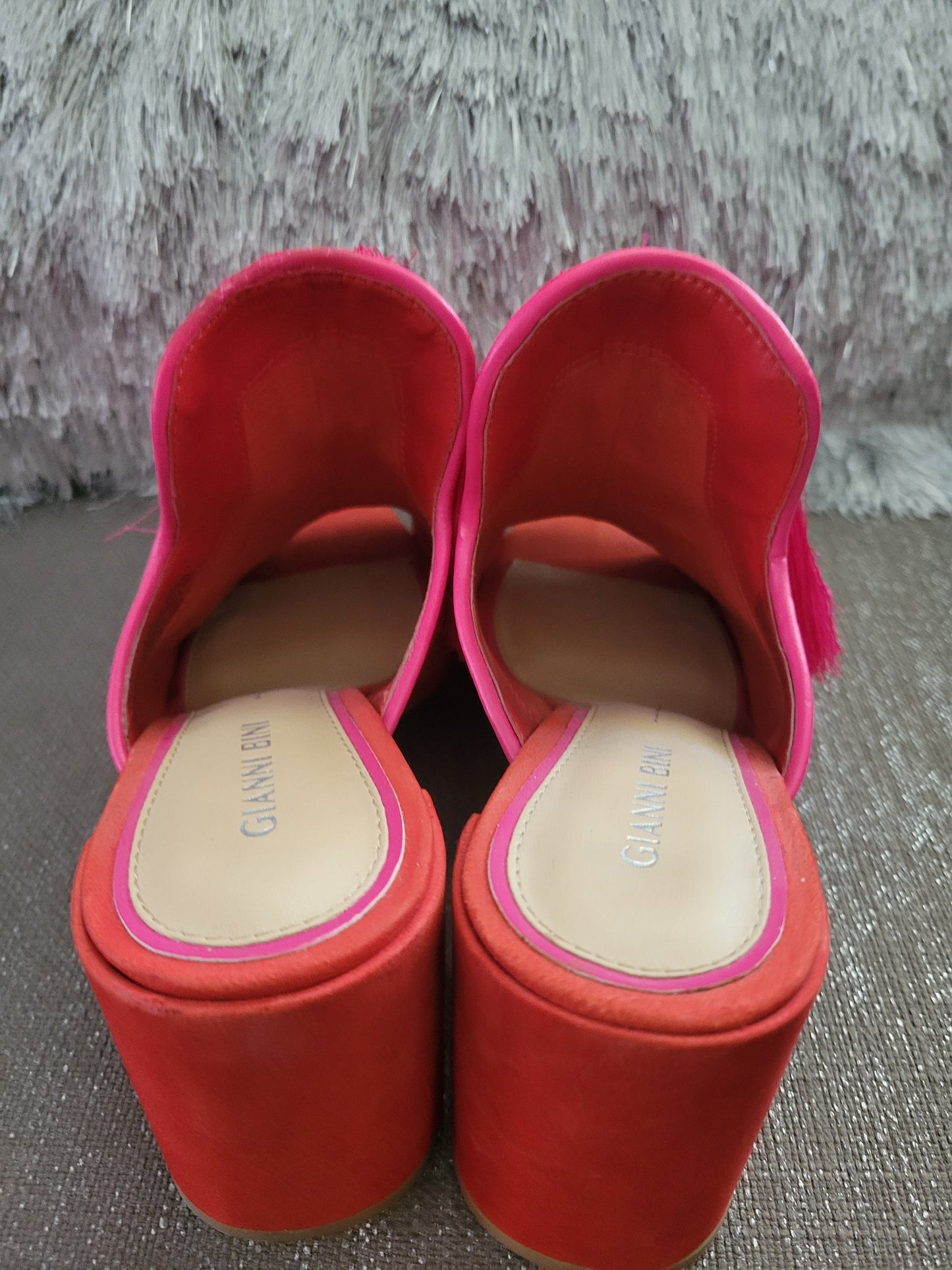 Gianni Bini | The Bold Move Mule – Red Satin Slides with Statement Tassels- Size 8.5