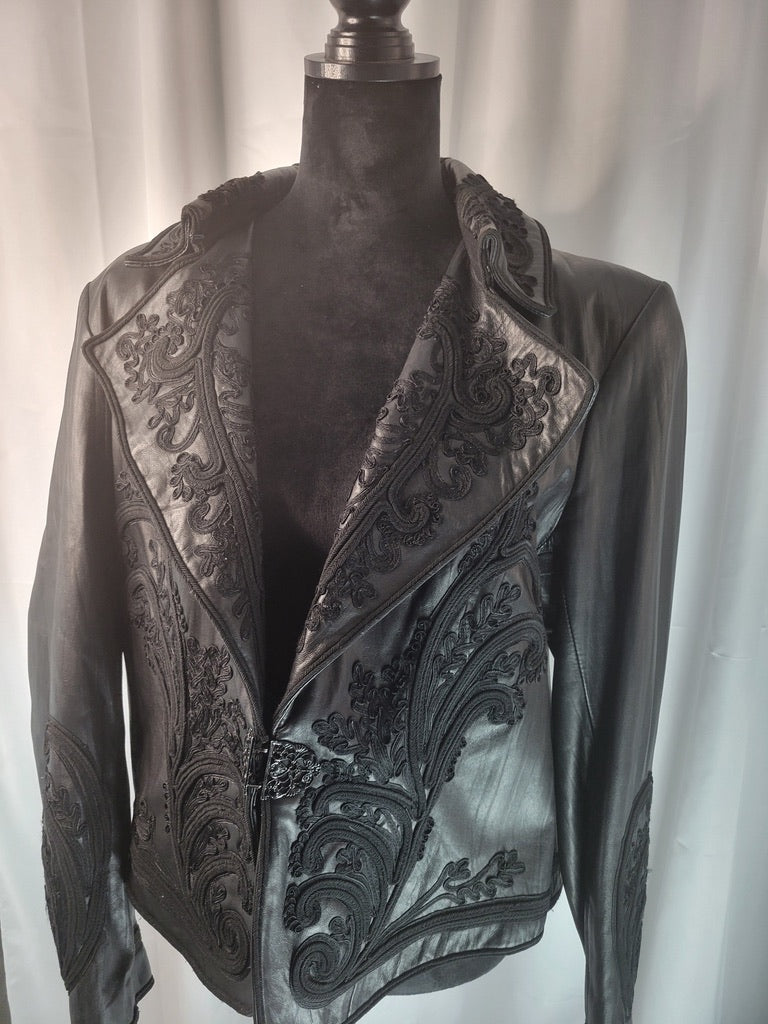Peter Nygard | The Luxe Command Jacket – Embroidered Leather Statement - Size XL