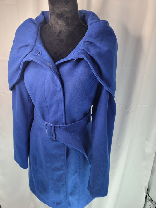 Royal Blue Belted Coat with Dramatic Collar – New York & Company - Small