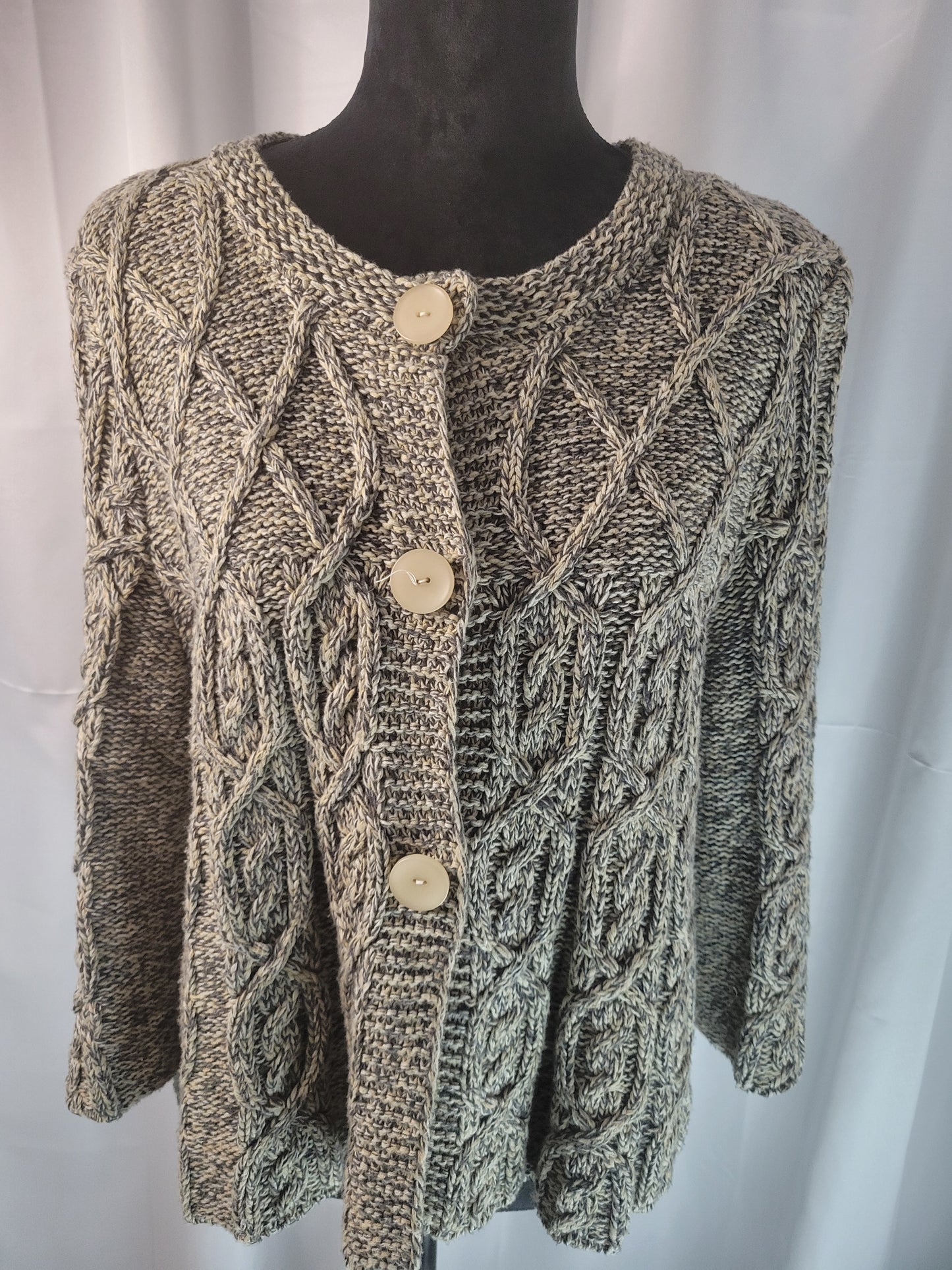 Jillian & Nicole | The Grounded Classic – Cable Knit Button Cardigan - XL