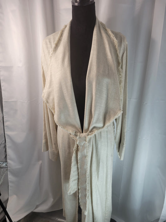 Zara | The Grounded Luxe Duster – Cream Belted Fringe Jacket - New Condition-  Size M-L