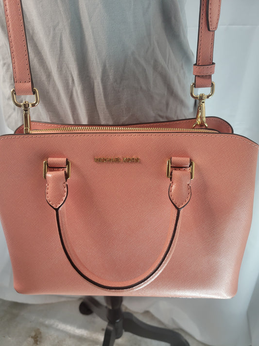 Classic Michael Kors Salmon Pink Saffiano Leather Satchel