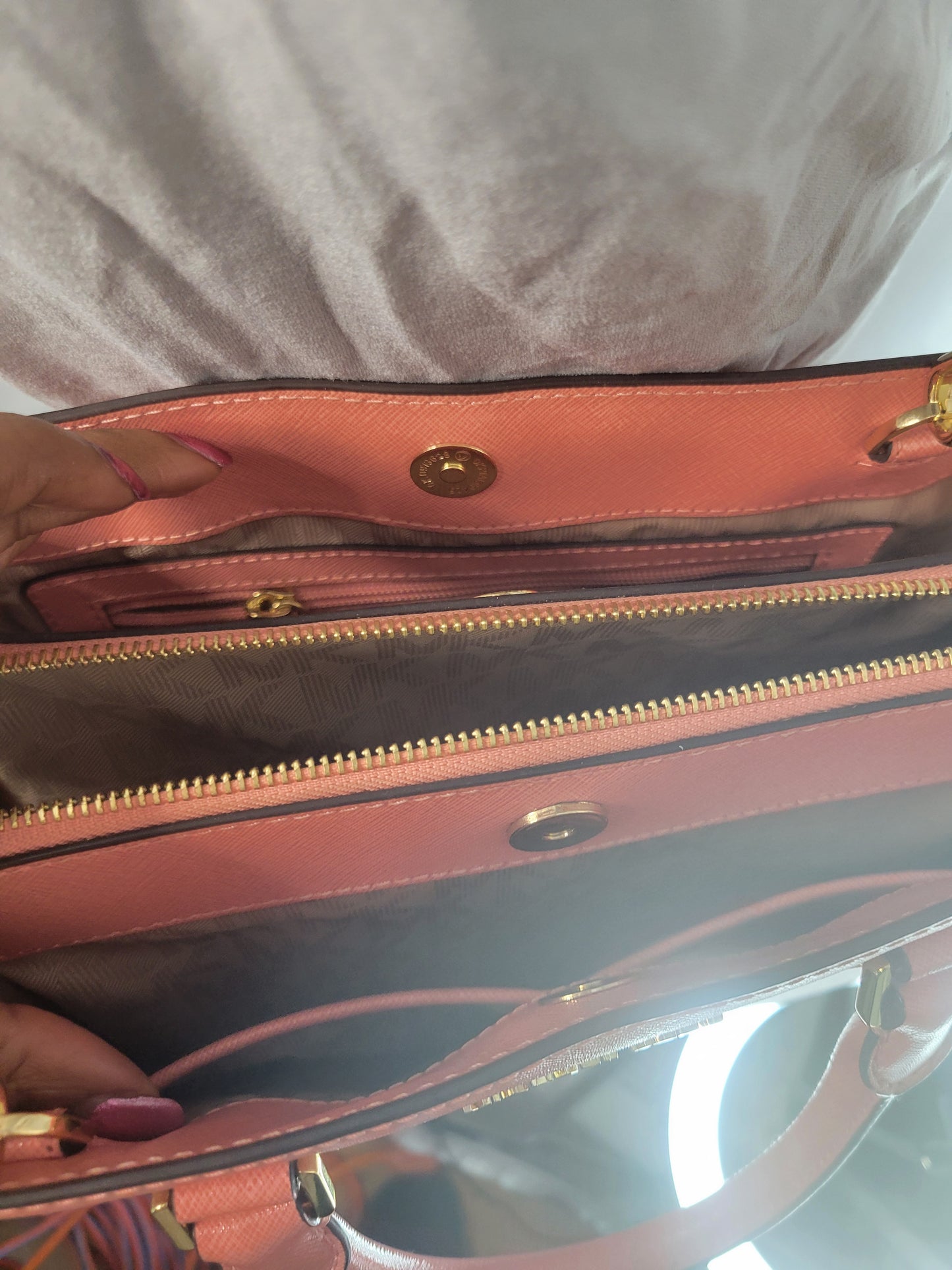 Classic Michael Kors Salmon Pink Saffiano Leather Satchel