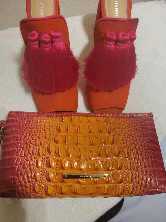 Brahmin Croc-Embossed Convertible Wristlet/Clutch -  Brand New