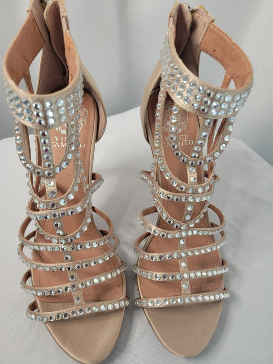 Vince Camuto Crystal Embellished Strapped Heel Sandals- New condition- Size 8.5