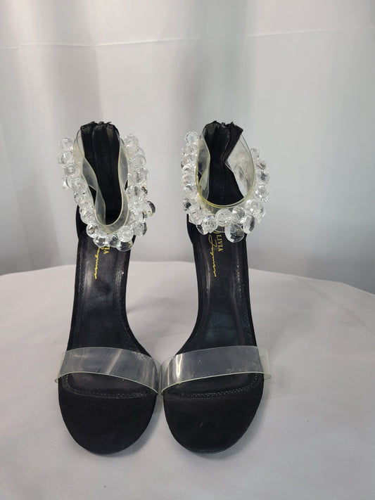 Olivia Ferguson | The Showstopper Heel – Crystal Orb Ankle Strap Sandals - Size 8.5