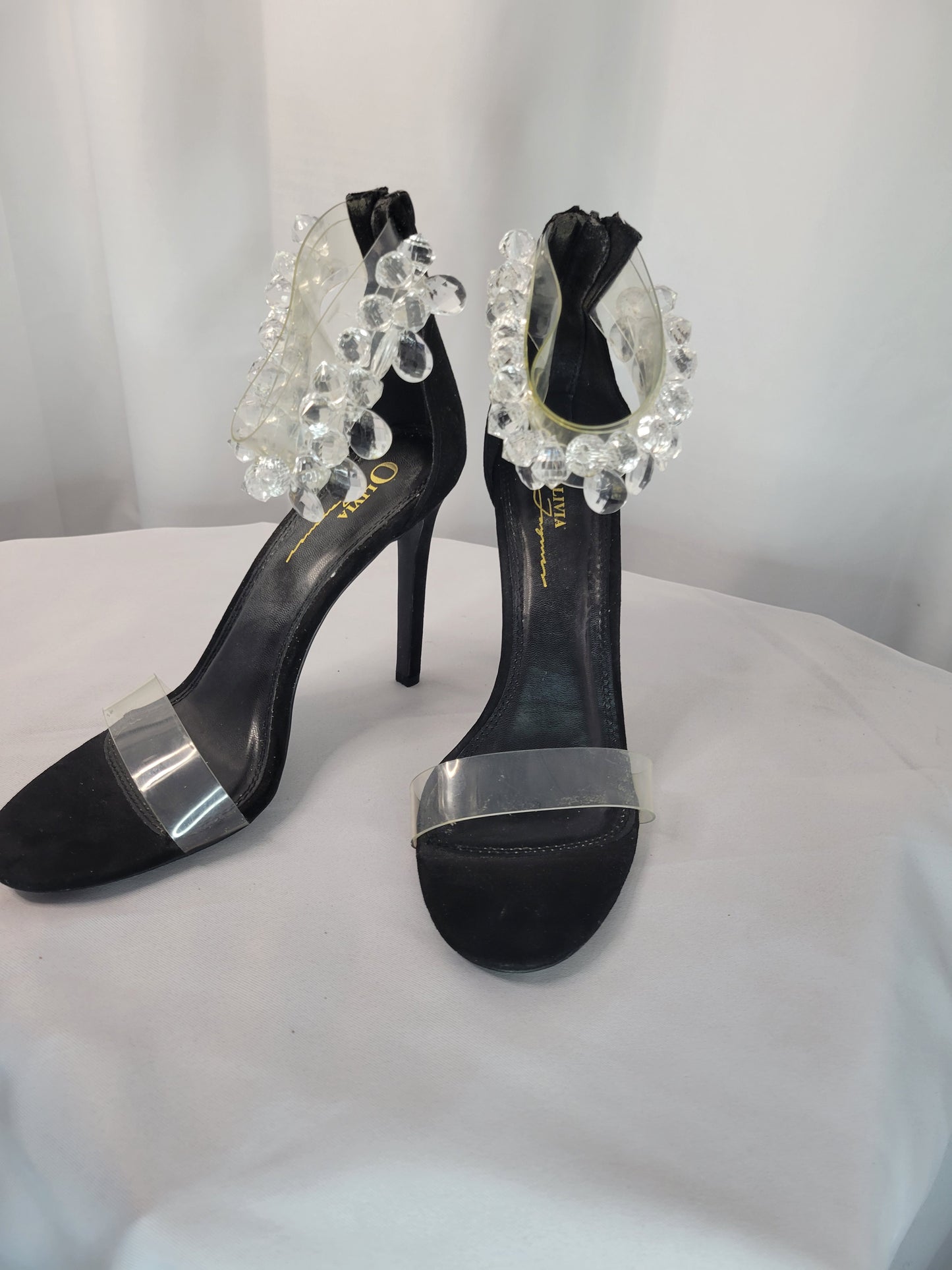 Olivia Ferguson | The Showstopper Heel – Crystal Orb Ankle Strap Sandals - Size 8.5
