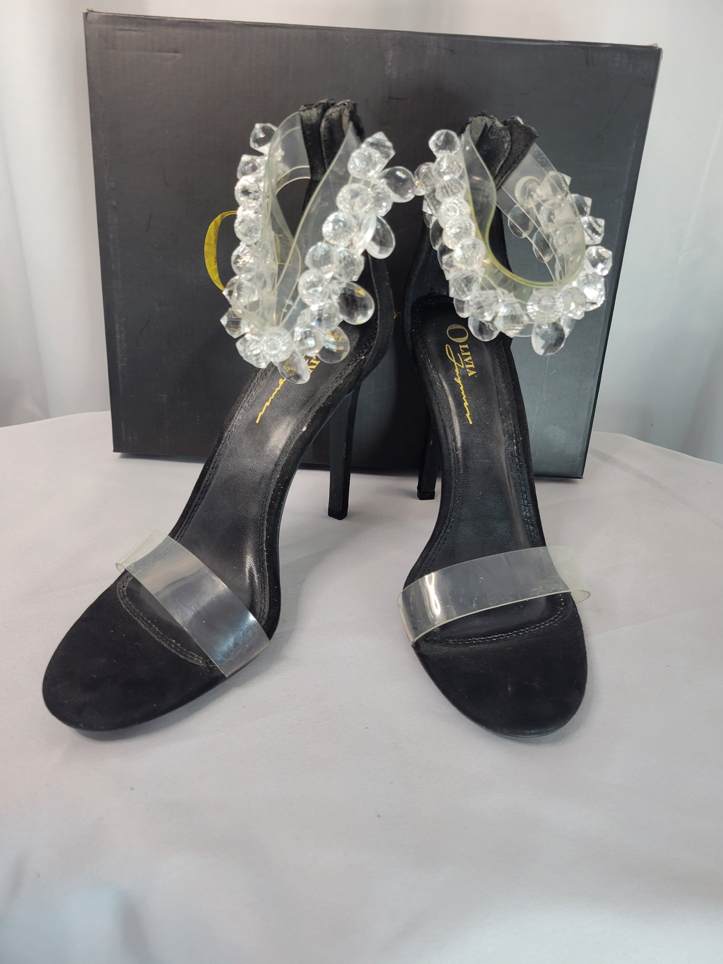 Olivia Ferguson | The Showstopper Heel – Crystal Orb Ankle Strap Sandals - Size 8.5
