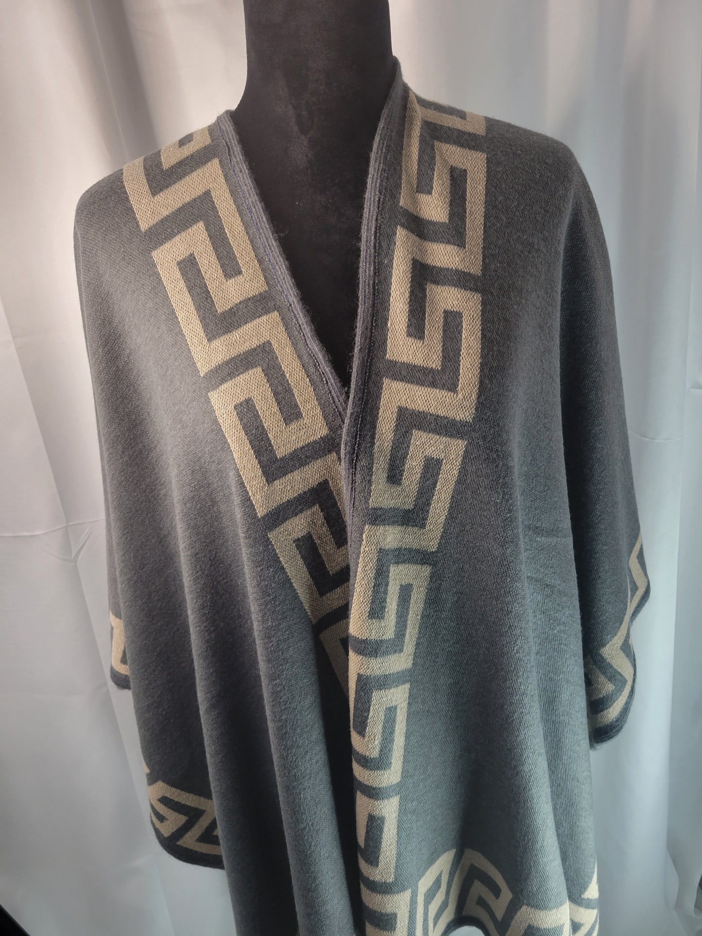 Evelyn K of New York Geometric Knit Wrap – Gray & Taupe- One Size