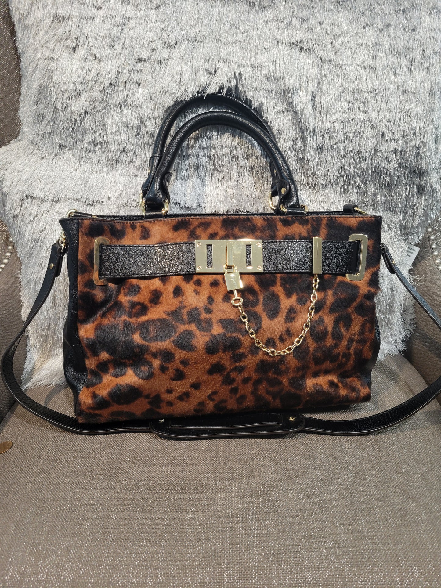 Antonio Melani | The Fearless Finisher – Leopard Print Gold Chain Satchel (New with Tags)