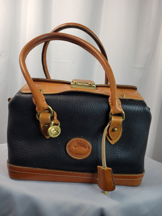 Vintage Dooney & Bourke All-Weather Leather Doctor Satchel – Black & Tan