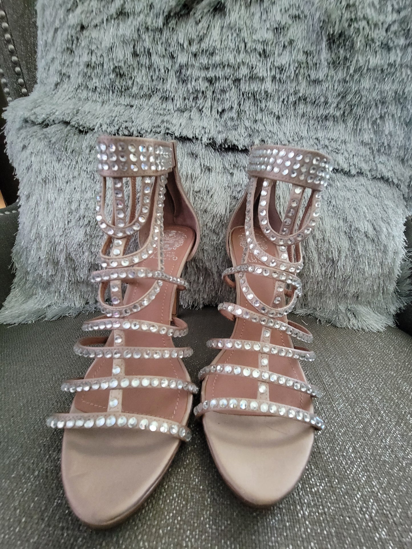 Vince Camuto Crystal Embellished Strapped Heel Sandals- New condition- Size 8.5