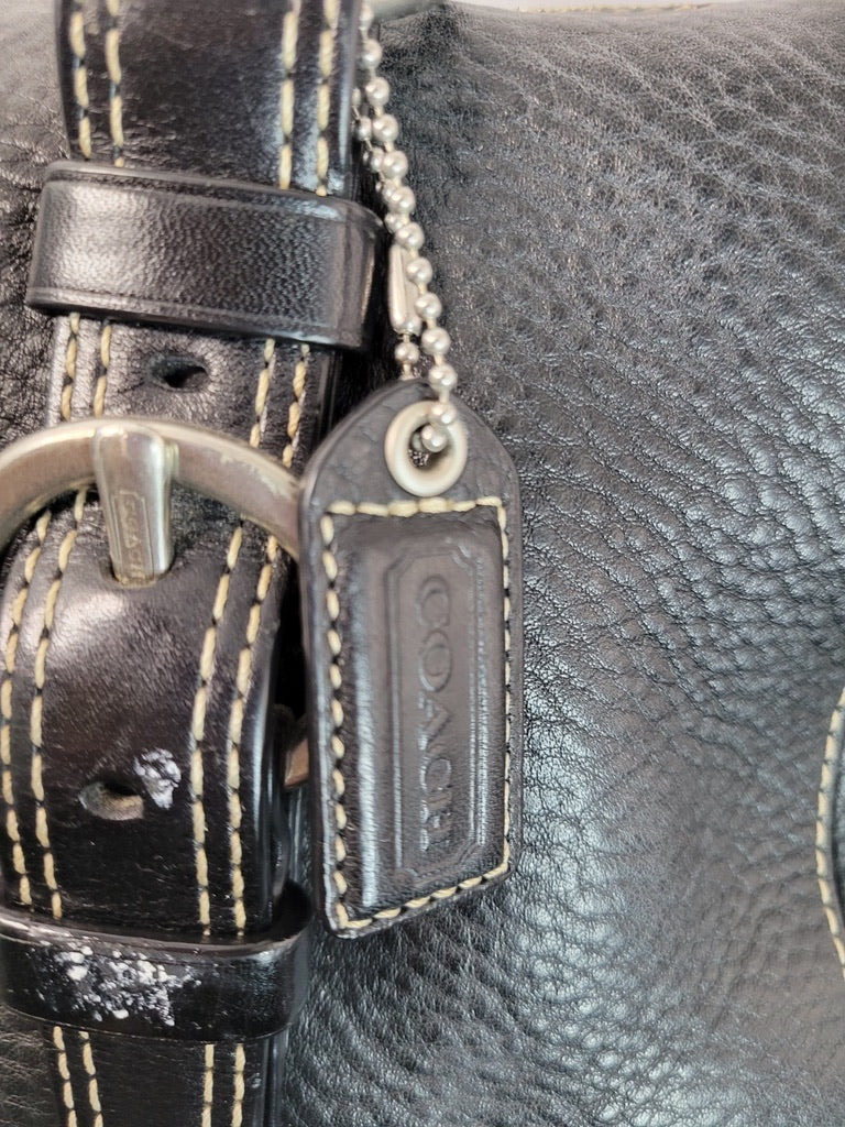 Vintage Coach Black Pebbled Leather Buckle Satchel – Gently Used