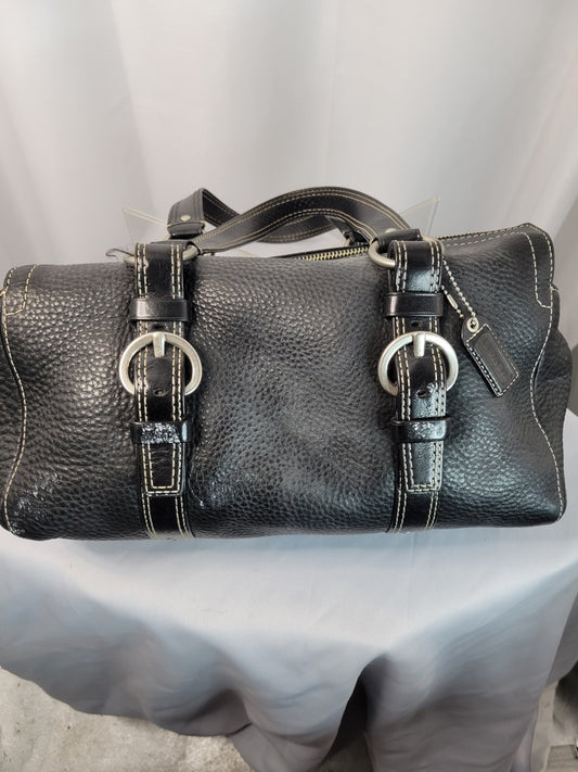 Vintage Coach Black Pebbled Leather Buckle Satchel – Gently Used