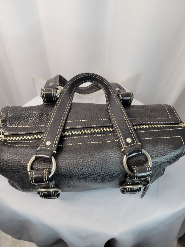 Vintage Coach Black Pebbled Leather Buckle Satchel – Gently Used