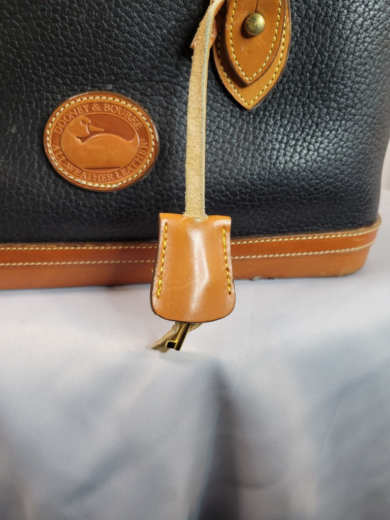 Vintage Dooney & Bourke All-Weather Leather Doctor Satchel – Black & Tan